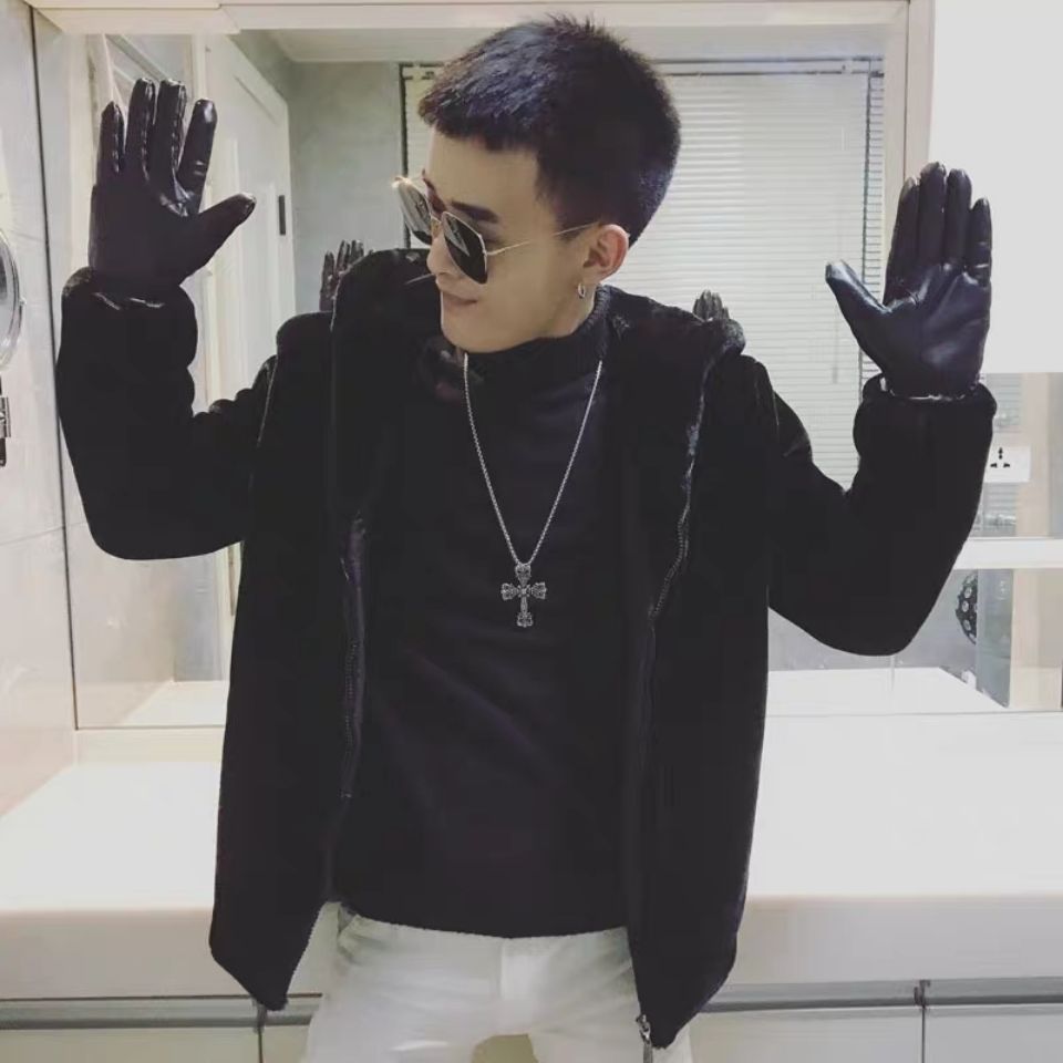 快手红人表哥网红同款秋冬青少年韩版连加厚仿皮皮草