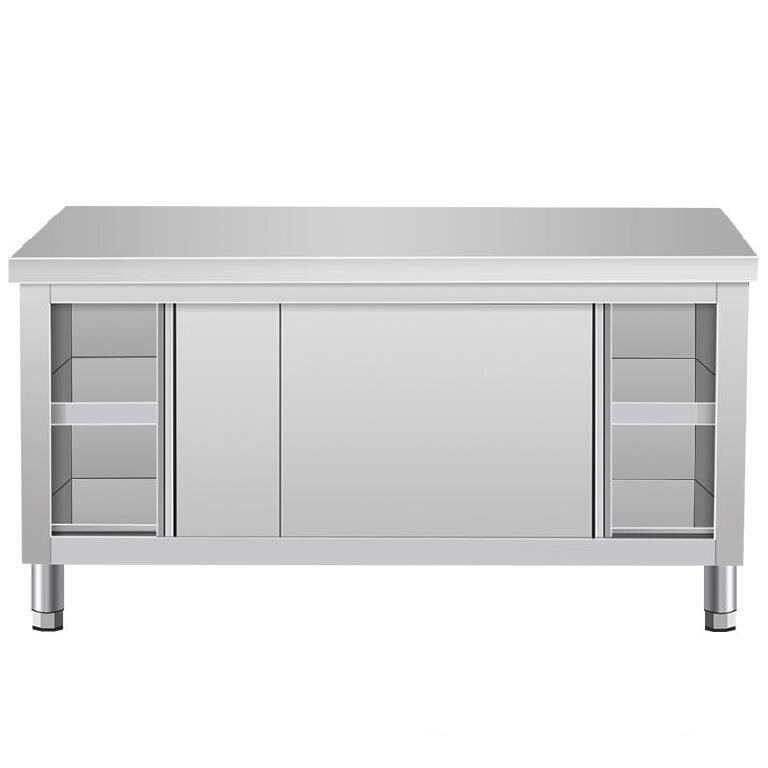 饭店拉门不锈钢工作台饭馆操作操作台台面商用碗柜工作台