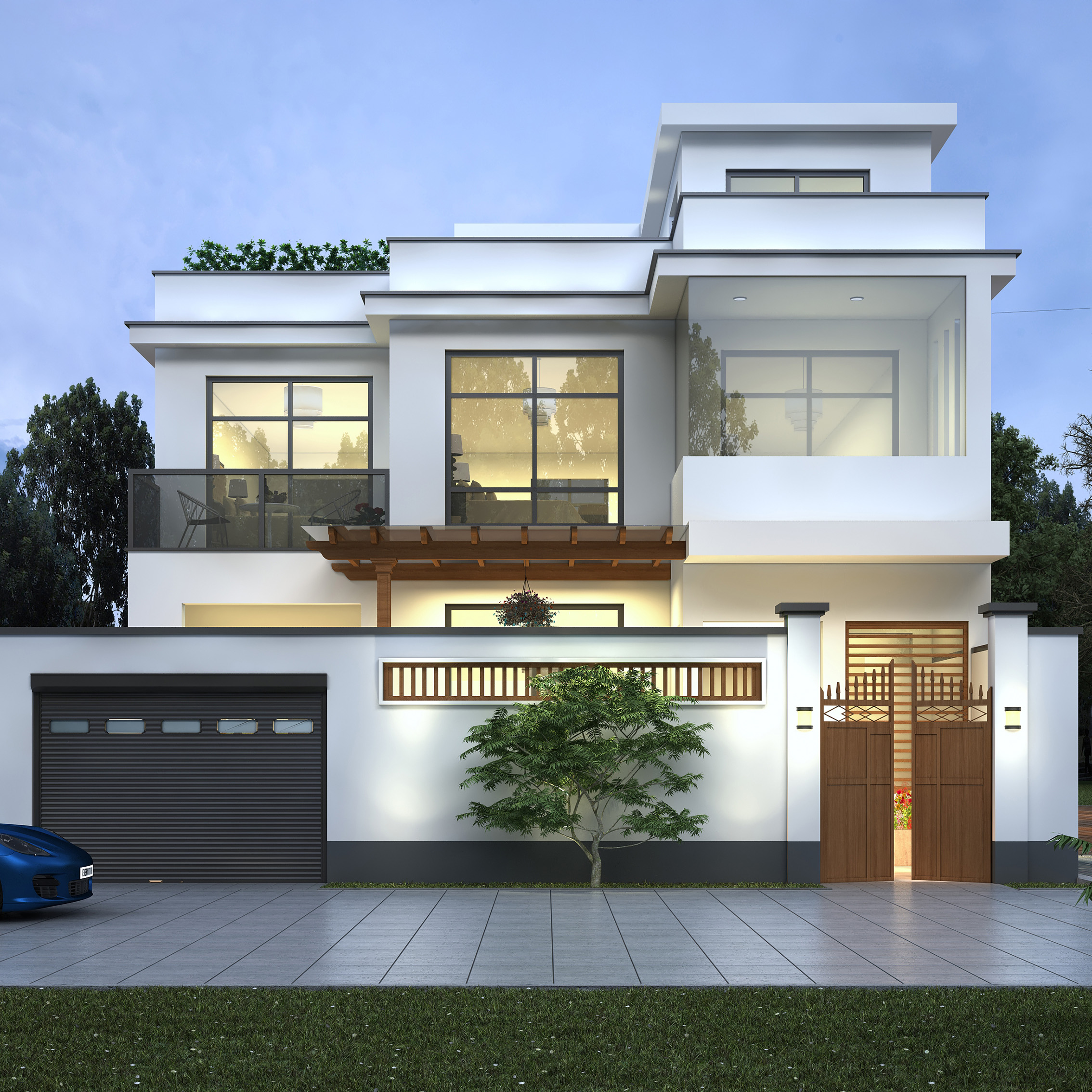 yk3292新农村农村三层楼现代风格别墅设计设计图图纸样图