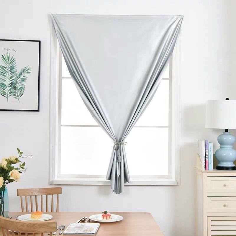 遮光不透光打孔自粘窗帘夏季隔热防晒阳台出租房成品窗帘