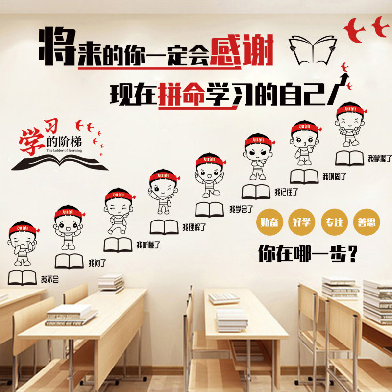 教育培训机构辅导班教室托管班级文化贴纸励志装饰墙贴