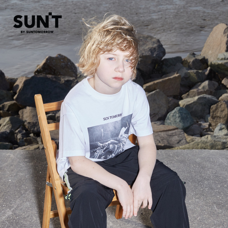suntomorrow童装印花男童夏装短袖2021款潮牌圆领儿童t恤