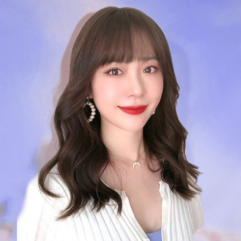 自然假发女中长发头套圆脸网红长卷卷发大波日常整顶假发