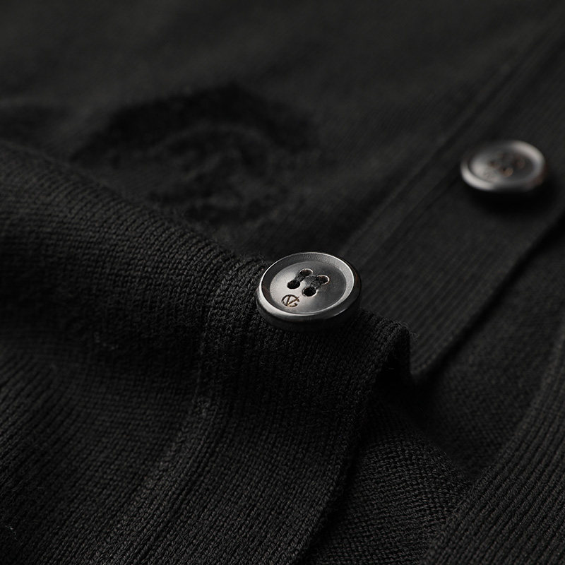羊毛100%gv黑色长袖开衫针织衫打底毛衣男士针织衫