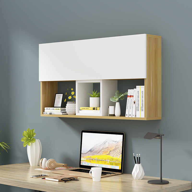 墙上现代简约书架客厅置物架墙面吊柜储物柜办公室悬挂式书架