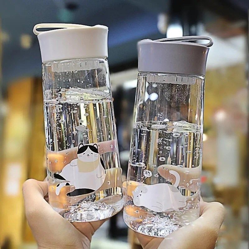 学生水杯防摔耐高温pp材质塑料杯子透明好看随手杯