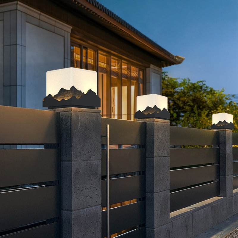 户外庭院灯柱子太阳能别墅大门庭院柱头中式新中式景观庭院灯饰