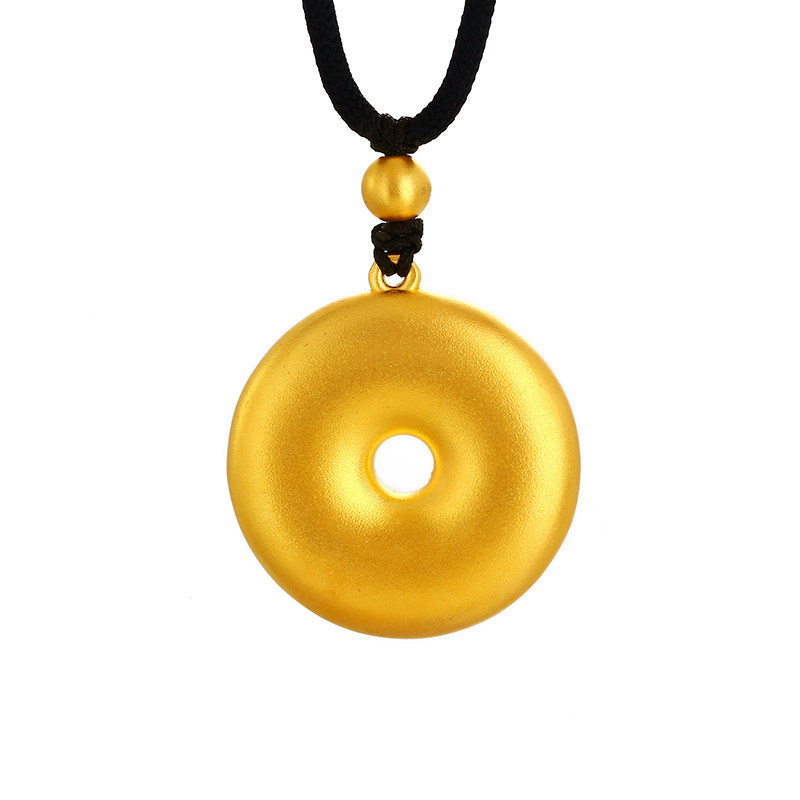 黄金古法足金9999吊坠平安扣挂坠颈饰