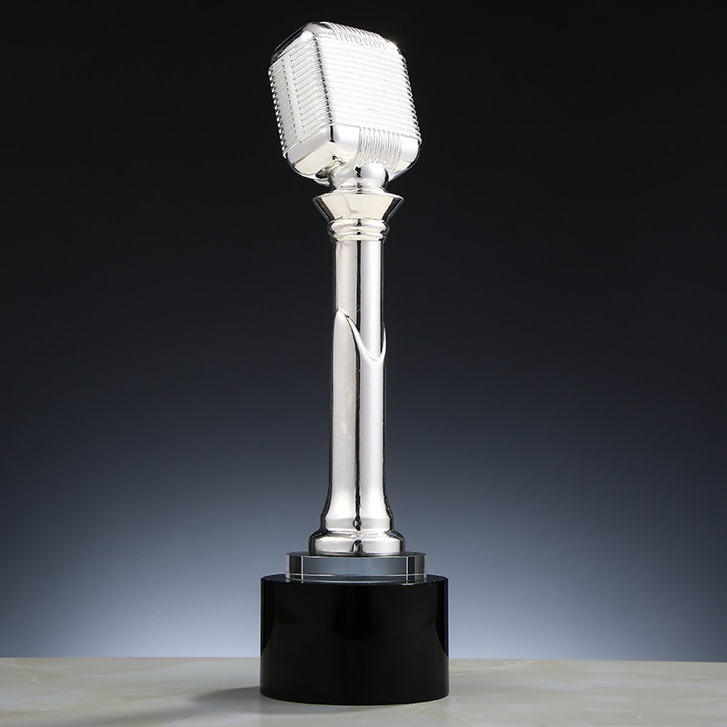 高档话筒麦克风水晶奖杯定制唱歌演讲比赛音乐奖杯