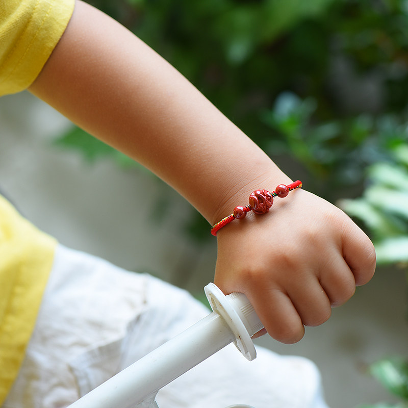 红绡朱砂红绳手链儿童婴儿宝宝小孩手绳生肖手链