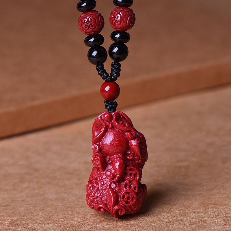 红绡原矿矿石天然朱砂貔貅吊坠辟邪招财皮丘项坠