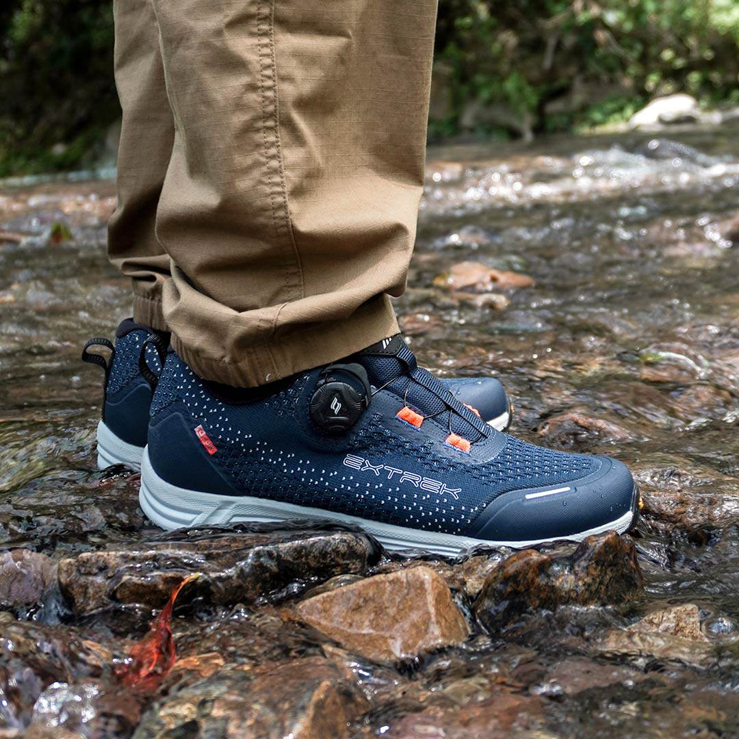 天越extrek防水飞织徒步鞋 户外防滑耐磨透气旋钮登山鞋 男女同款