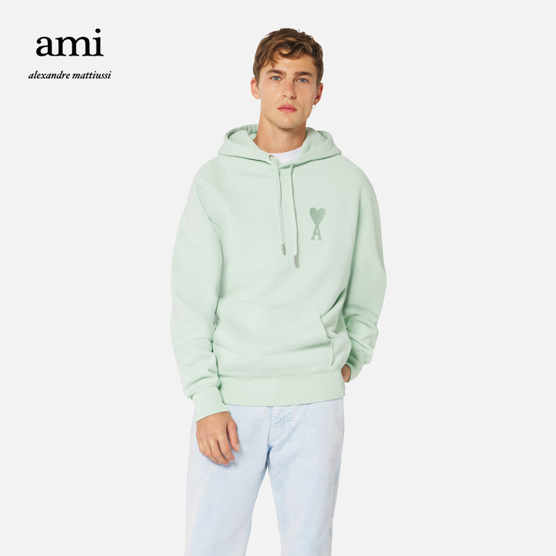 Ami Paris 男女同款22春夏新品Ami de Coeur同色爱心连帽卫衣