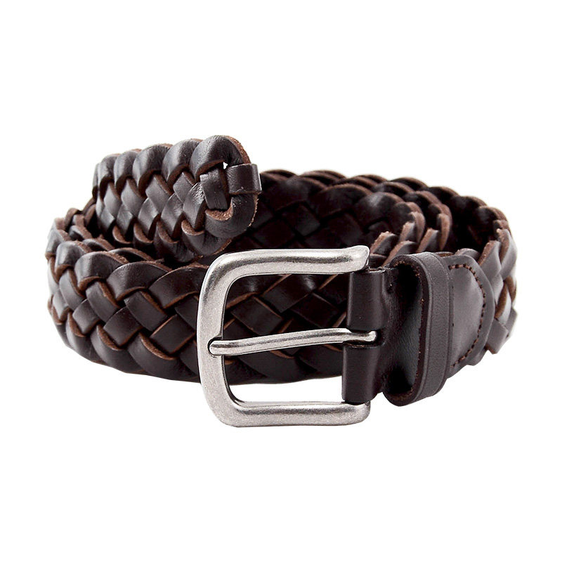 otg男装真皮皮皮带头层牛皮宽编织腰带青少年腰带