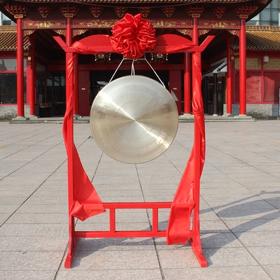 铜锣开道纯铜架大锣鼓乐器开业庆典锣槌绸带开道锣