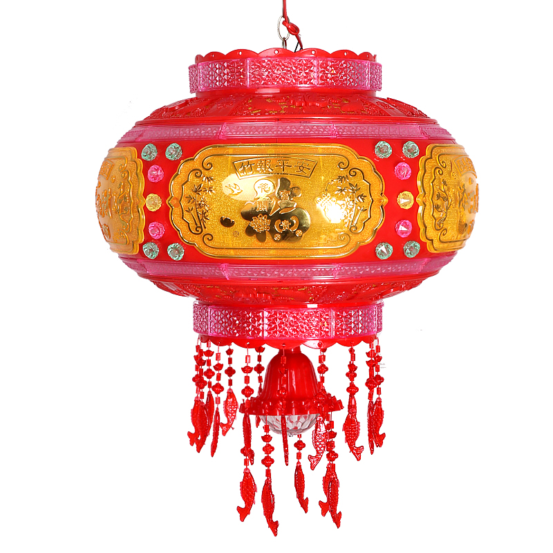 七彩旋转灯笼led走马灯水晶大灯笼户外挂饰新年春节大红灯笼吊灯