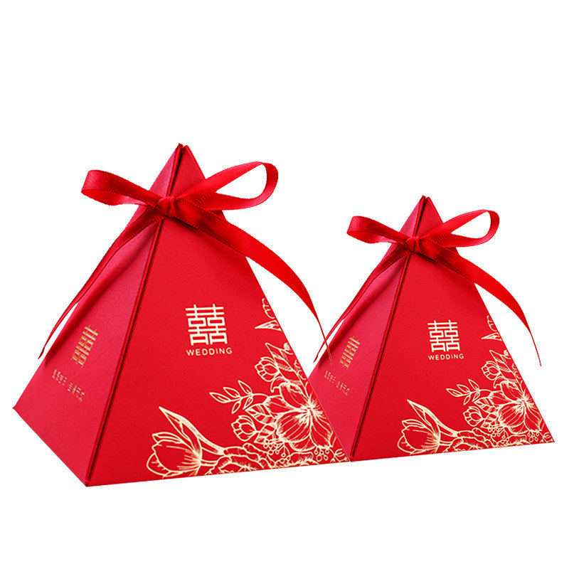 糖盒喜糖纸盒结婚婚礼三角创意伴手抖音推荐糖盒