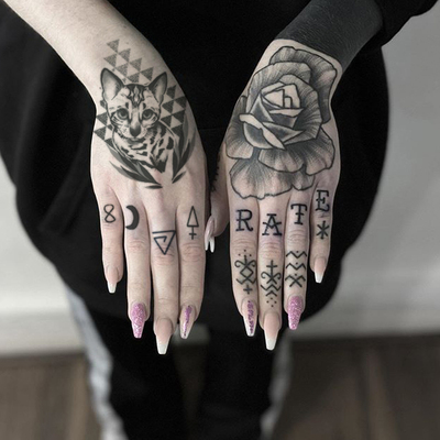 15张手背花臂纹身贴防水男持久潮个性仿真暗黑系女不永久图案网红