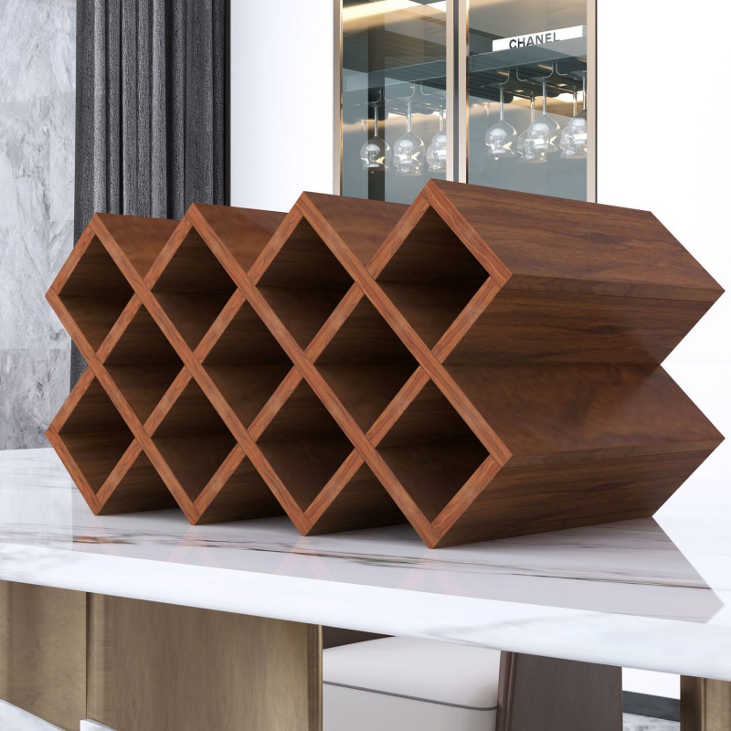 红酒菱形酒格木质欧式酒柜格子实木葡萄酒格创红酒架