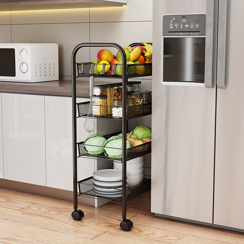 厨房置物架落地多层移动推车多功能收纳带轮卧室整理架