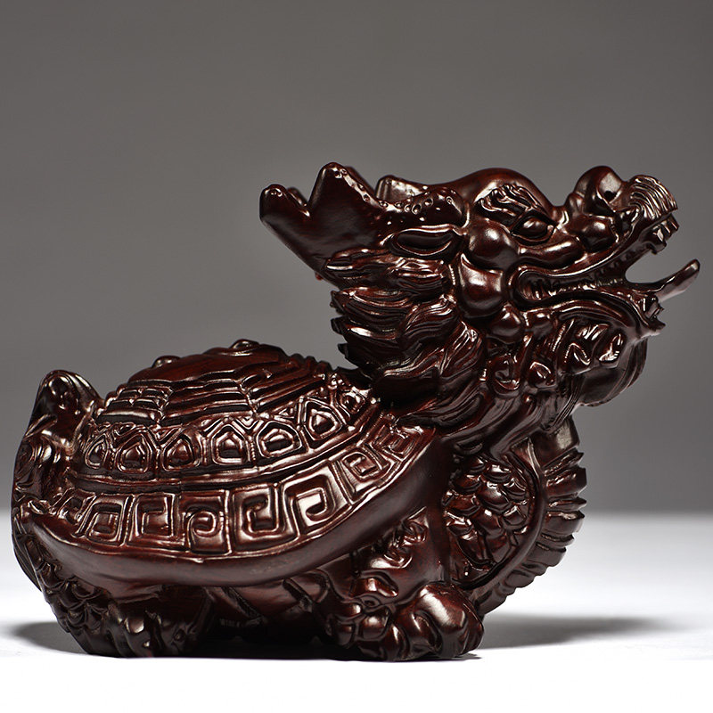 檀木雕龙摆件实木木质龙头玄武家居办公室送礼摆件
