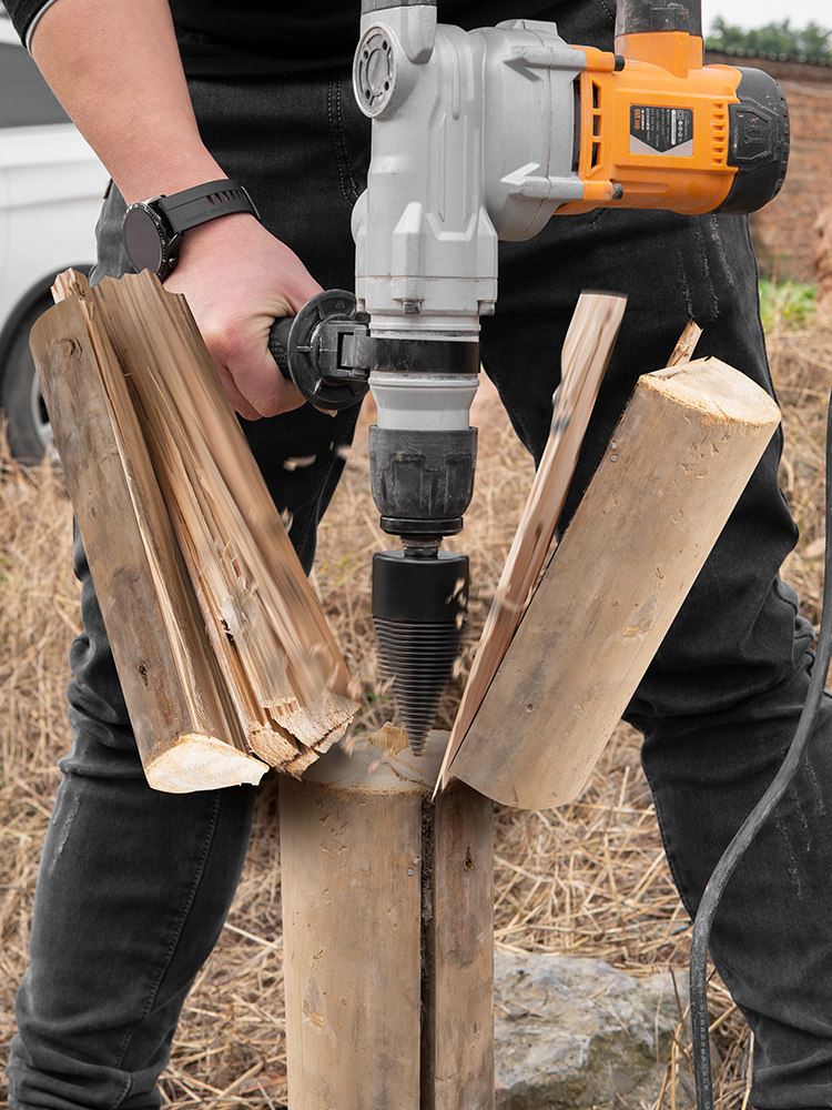 劈材劈柴机钻头小型电动电锤破柴分裂锥辟木头螺丝