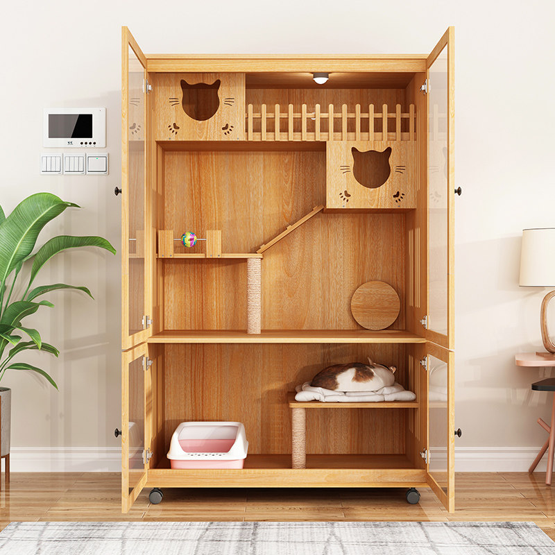 实木猫笼自由猫别墅三层豪华家用巨猫笼猫超大型狗笼子