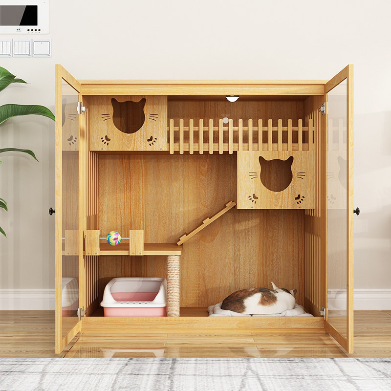 实木猫笼自由猫别墅三层豪华家用巨猫笼猫超大型狗笼子