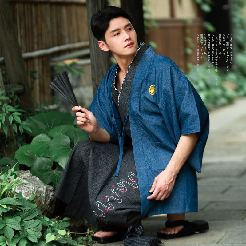 日本传统男装正装羽织和风绅士刺绣家纹着物礼风衣