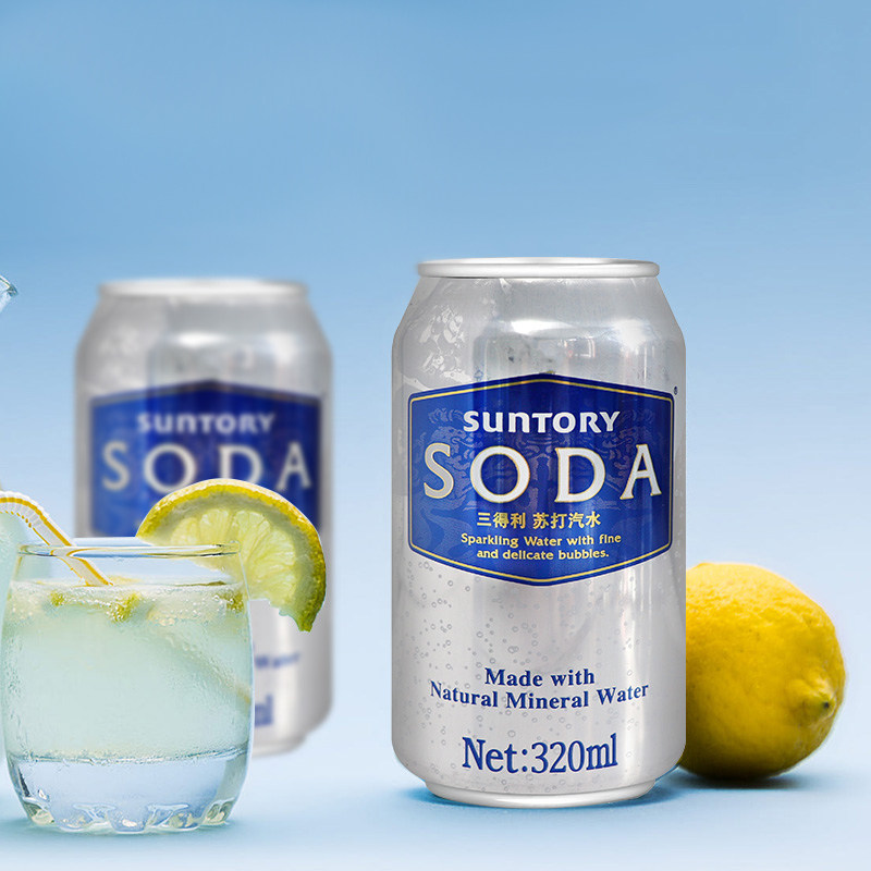 苏打水suntory三得利320ml24罐整箱弱碱性无糖饮用水