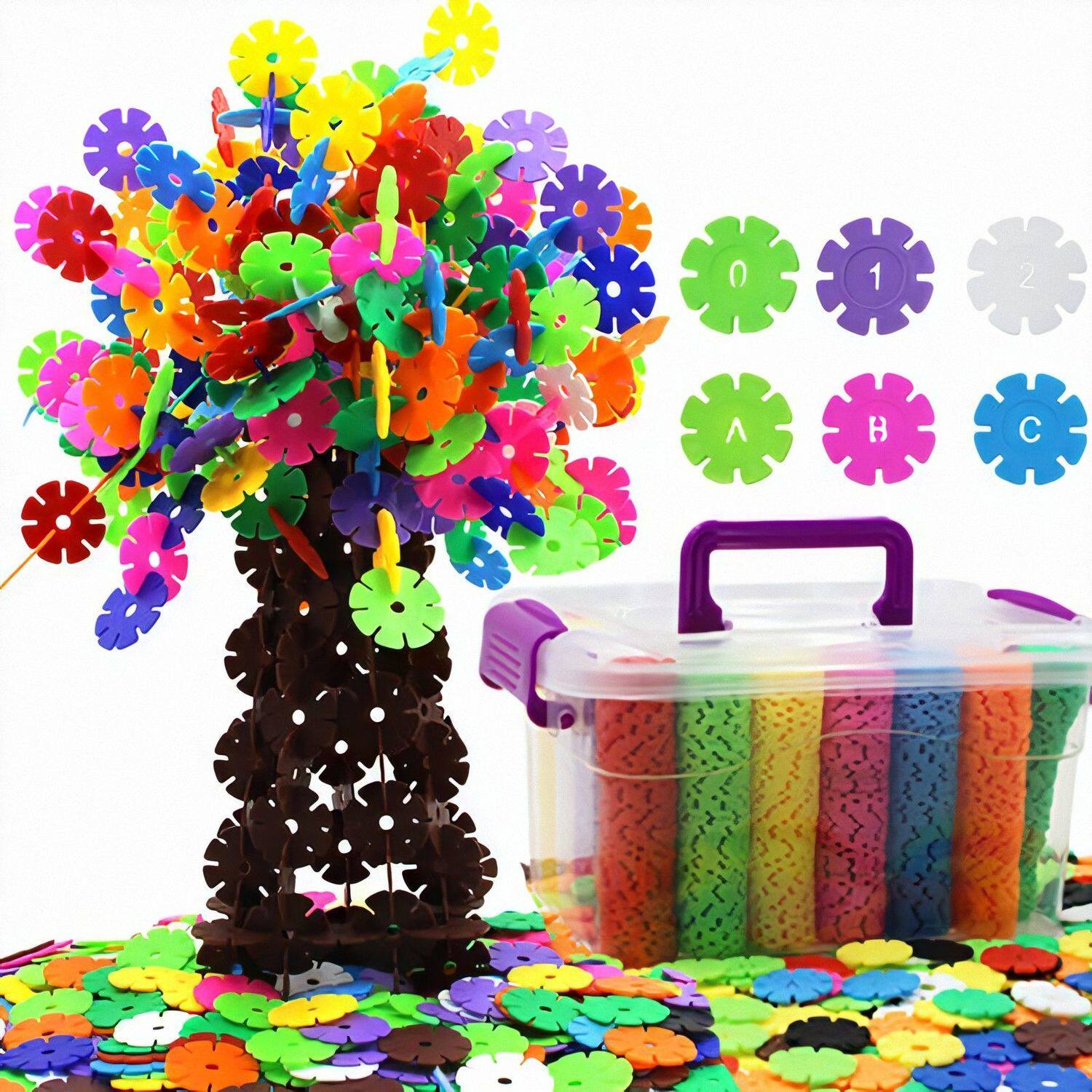 儿童益智加厚雪花片小孩玩具大号拼装男孩玩具雪拼插女孩花片积木