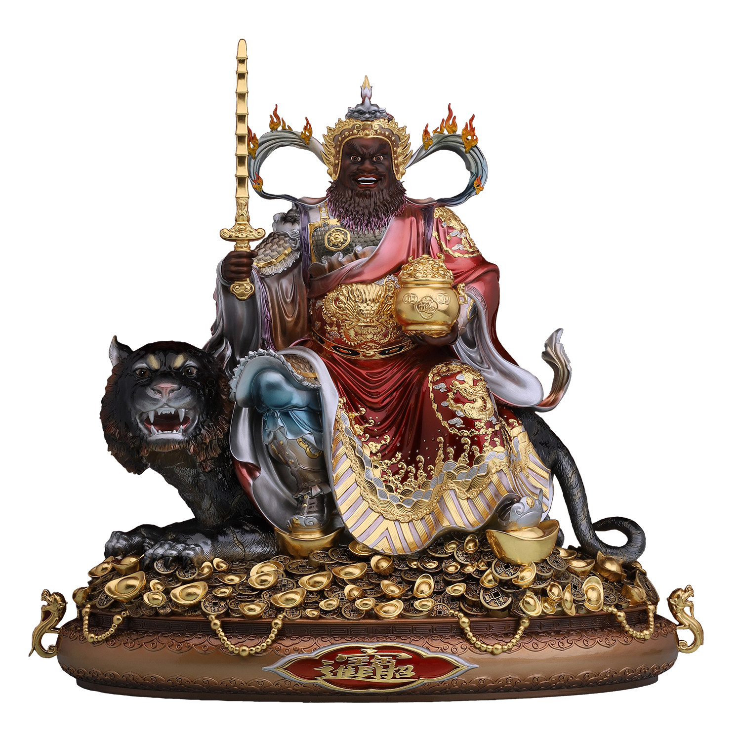 武财神元帅26寸佛像老虎赵元帅赵公明彩绘纯铜神像摆件