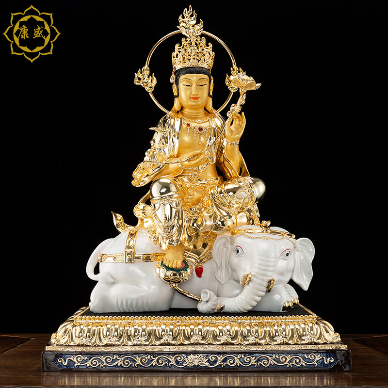佛像文殊普台湾纯铜金文殊菩萨普菩萨家用佛堂摆件