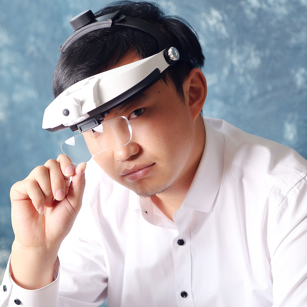龙眼头戴放大镜led老人阅读看报手机钟表维修放大镜