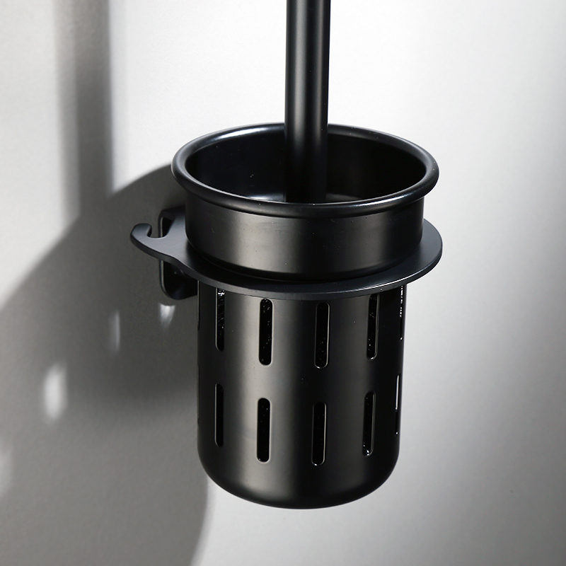 黑色厕所厕刷水洁浴室刷架哑黑太空刷头套装马桶刷