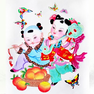 年画天津杨柳青木板连年有余挂件春节商务礼品装饰画年画