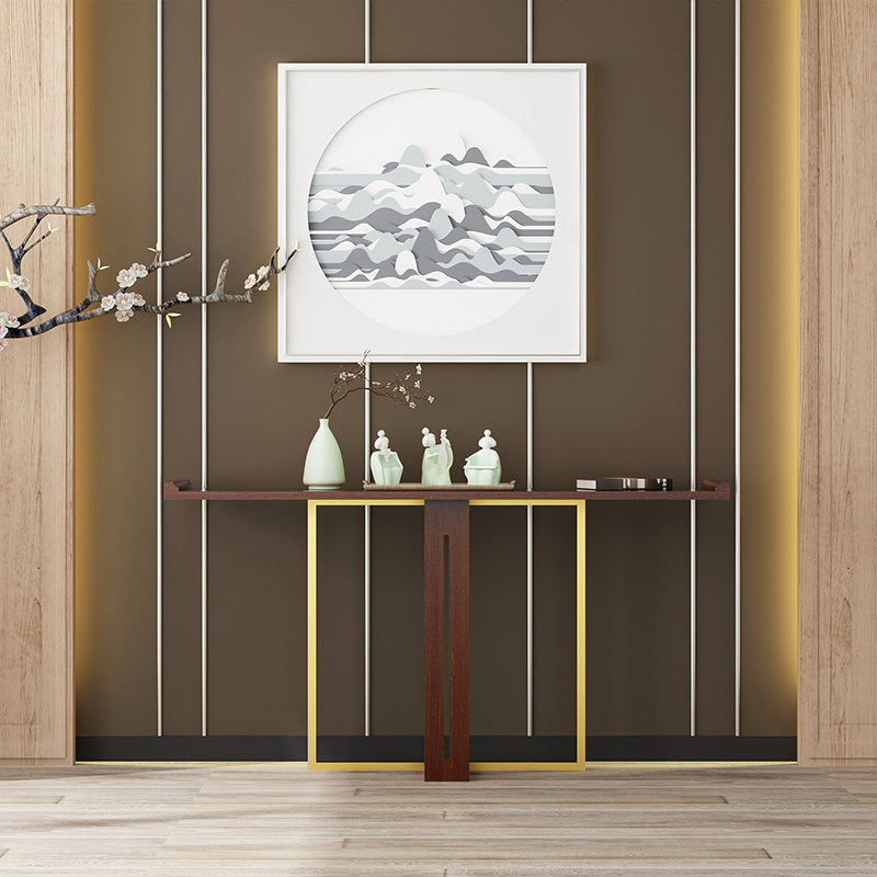 玄关新中式条案窄桌后背沙发入户靠墙实木神台玄关台