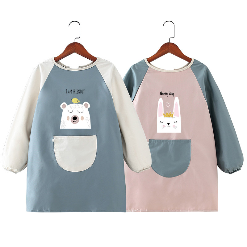 儿童围裙画画防水防油定制logo印字幼儿园中大围裙