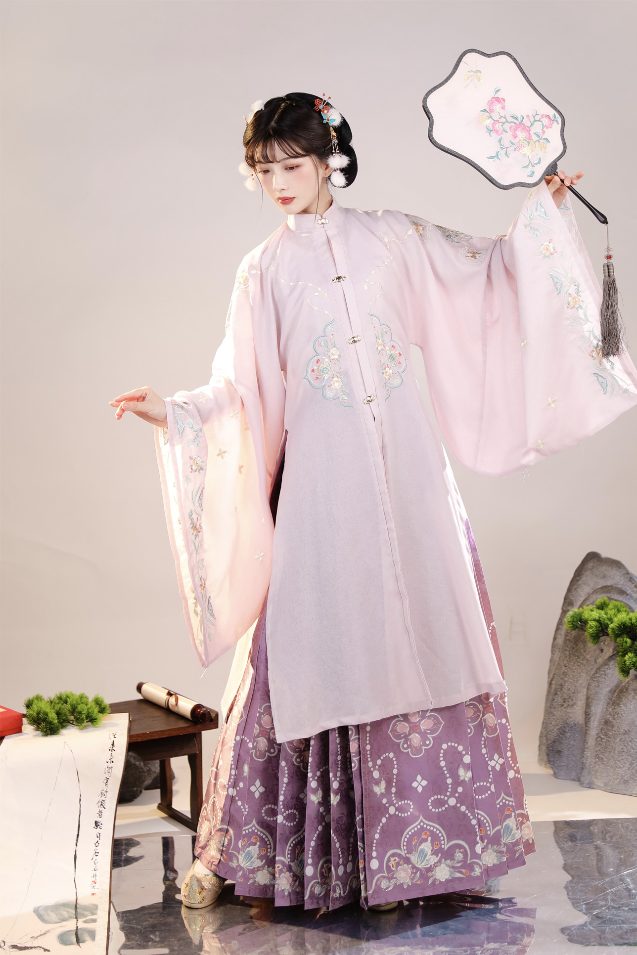 玉术迷澜原创汉服女明制对襟长衫立领传统广袖汉服