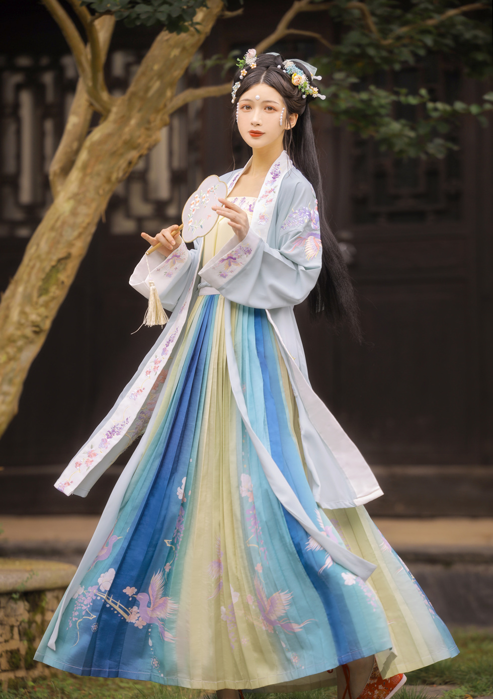 玉术汉服女原创正品慕青宋制汉百迭裙齐腰宋抹秋汉服