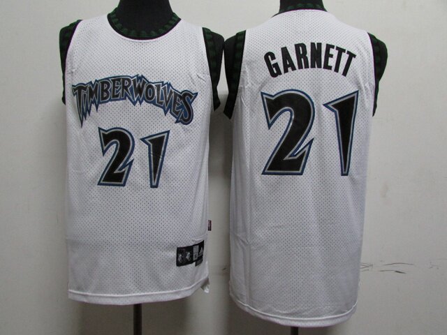 森林狼狼王凯文加内特21号球衣复古网眼刺绣篮球男女篮球服