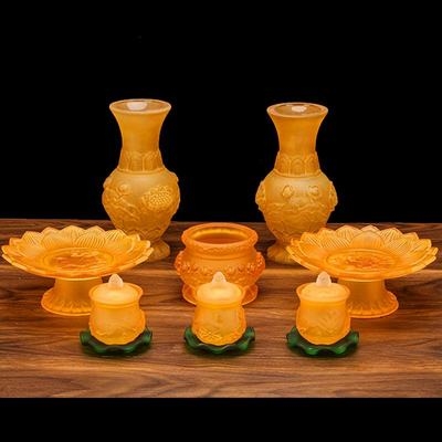 佛教用品供具套装佛前供奉财神摆件香炉果盘摆件