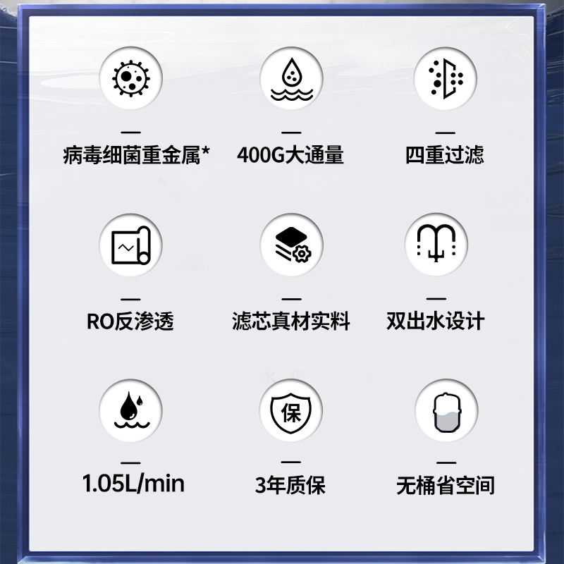 华坊净水器家用直饮机自来水厨房过滤器ro反渗透净水净水器