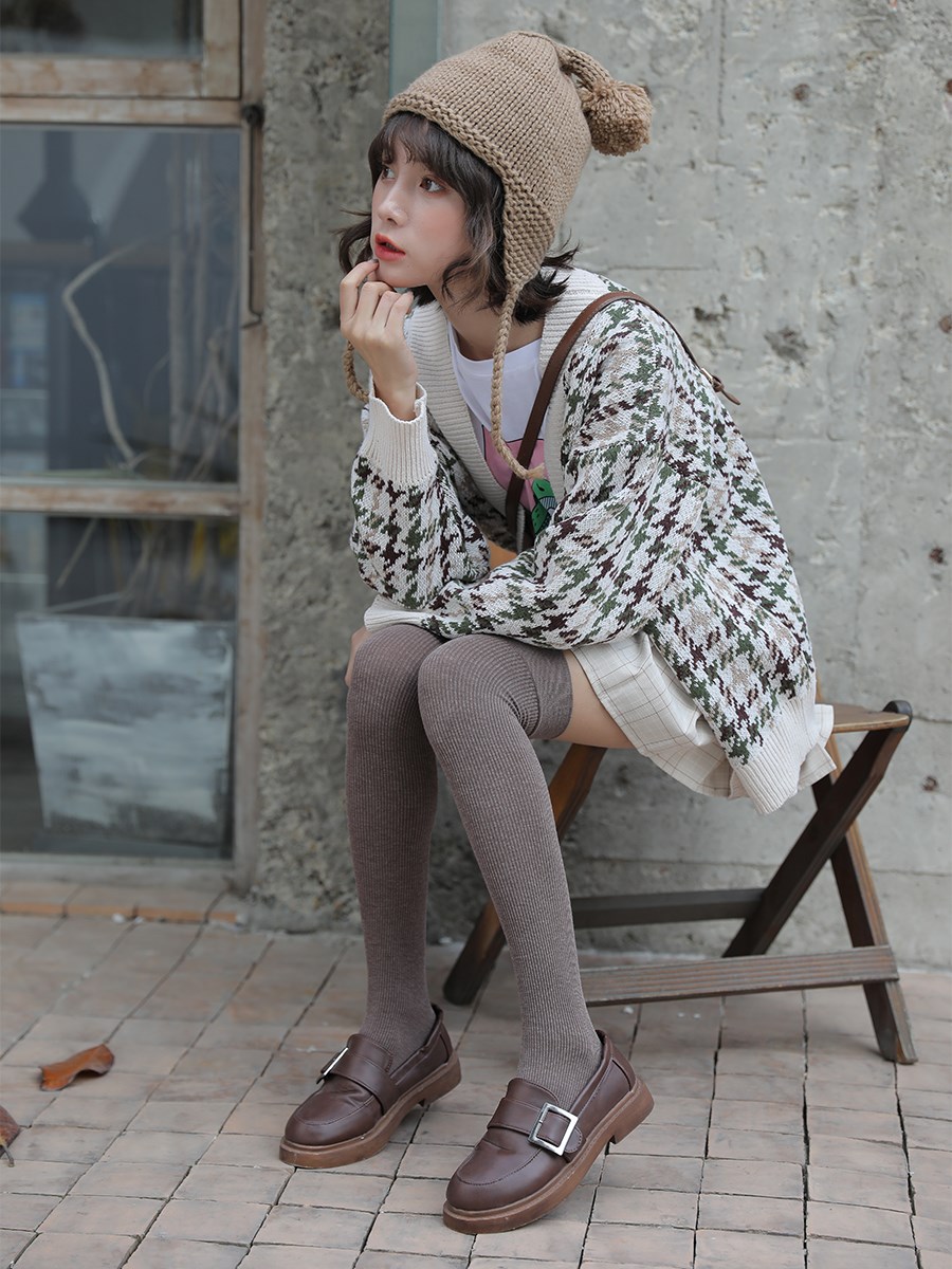 长筒袜子女过膝小腿ins秋冬季加绒加厚jk瘦腿短袜