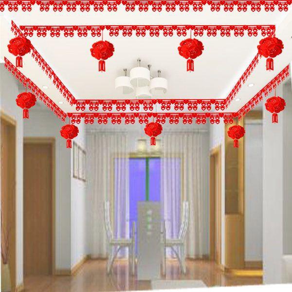 新品结婚吊顶拉花婚房装饰置新房婚庆用品浪漫韩无纺布喜字客厅卧