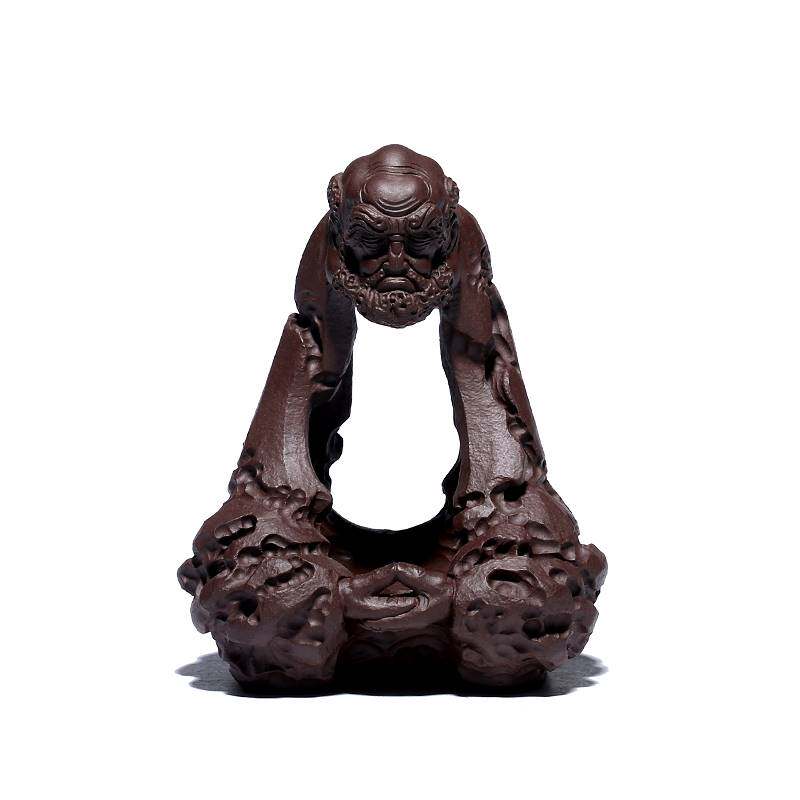 杨湛正品宜兴紫砂茶宠名家手工紫砂达摩罗汉茶玩茶宠摆件