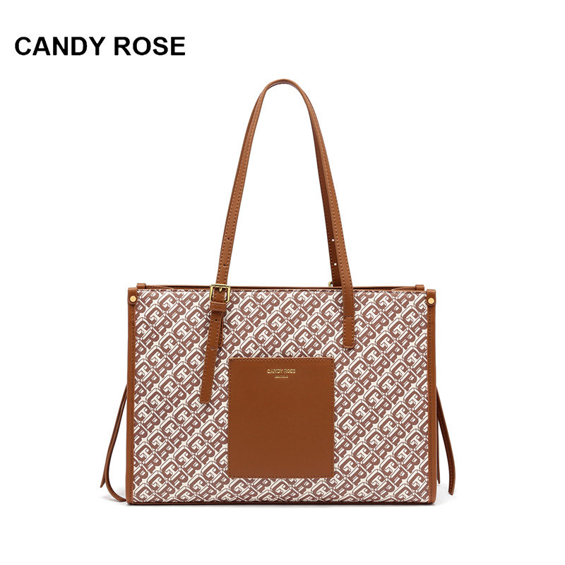 candyrose时尚购物通勤大容量手提单肩女士防伪包女士托特包