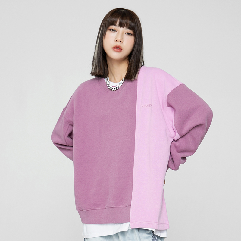 Hold Colour美式潮牌撞色拼接套头卫衣男女ins潮流情侣嘻哈bf外套