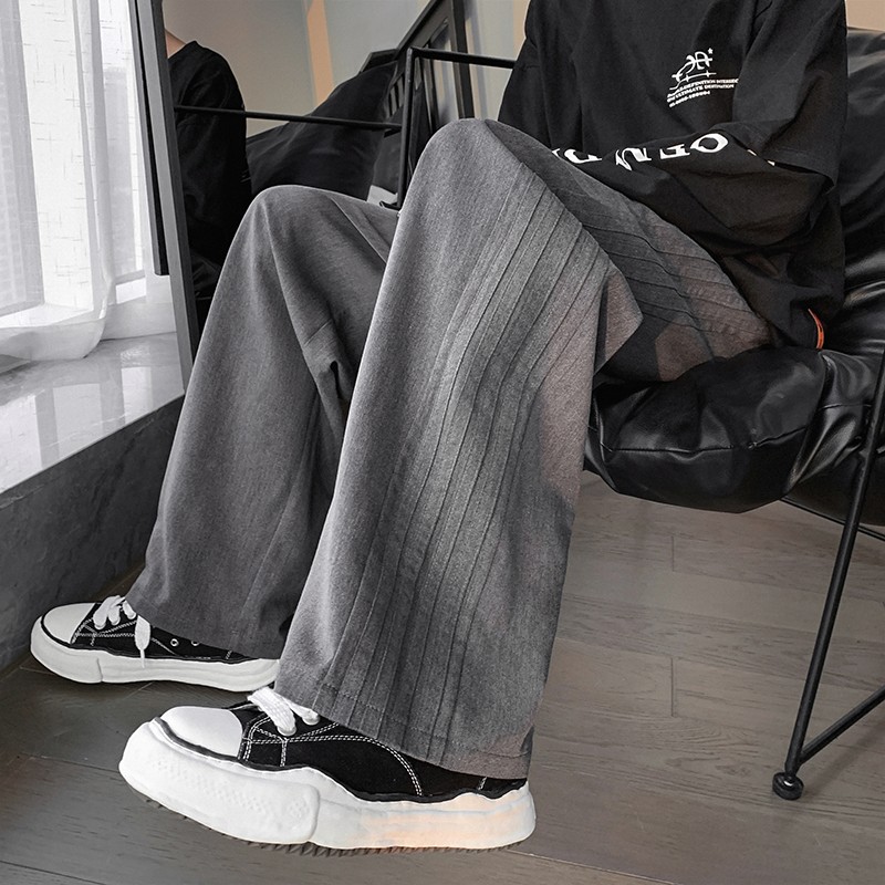 美式hiphop炸街裤子高街ins潮牌条纹拖地裤男艺野系vintage阔腿裤