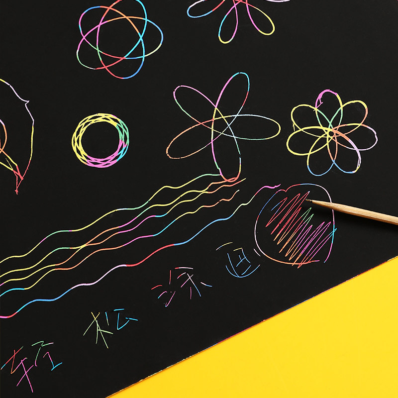 画纸涂鸦100张黑色画沙画牙签diy手工幼儿园蜡画儿童填色本